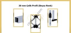 CLK 3x3 30 mm Garden Katlanabilir Tente Bahçe Çadır Beyaz Çardak Bungalow Serisi