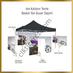 CLK 4x4 mt Tavan Logo Baskılı Gazebo Katlanabilir Tente Stand Tanıtım Fuar Çadırı