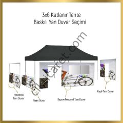 CLK 3x6 mt Saçak Etek Alın Logo Baskılı Gazebo Katlanabilir Tente Stand Tanıtım Fuar Çadırı