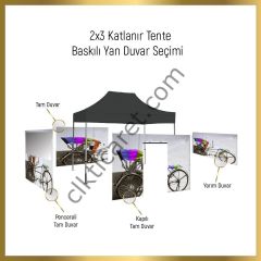 CLK 2x3 mt Saçak Etek Alın Logo Baskılı Gazebo Katlanabilir Tente Stand Tanıtım Fuar Çadırı