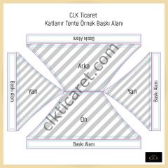 CLK 3x4,5 mt Saçak Etek Alın Logo Baskılı Gazebo Katlanabilir Tente Stand Tanıtım Fuar Çadırı