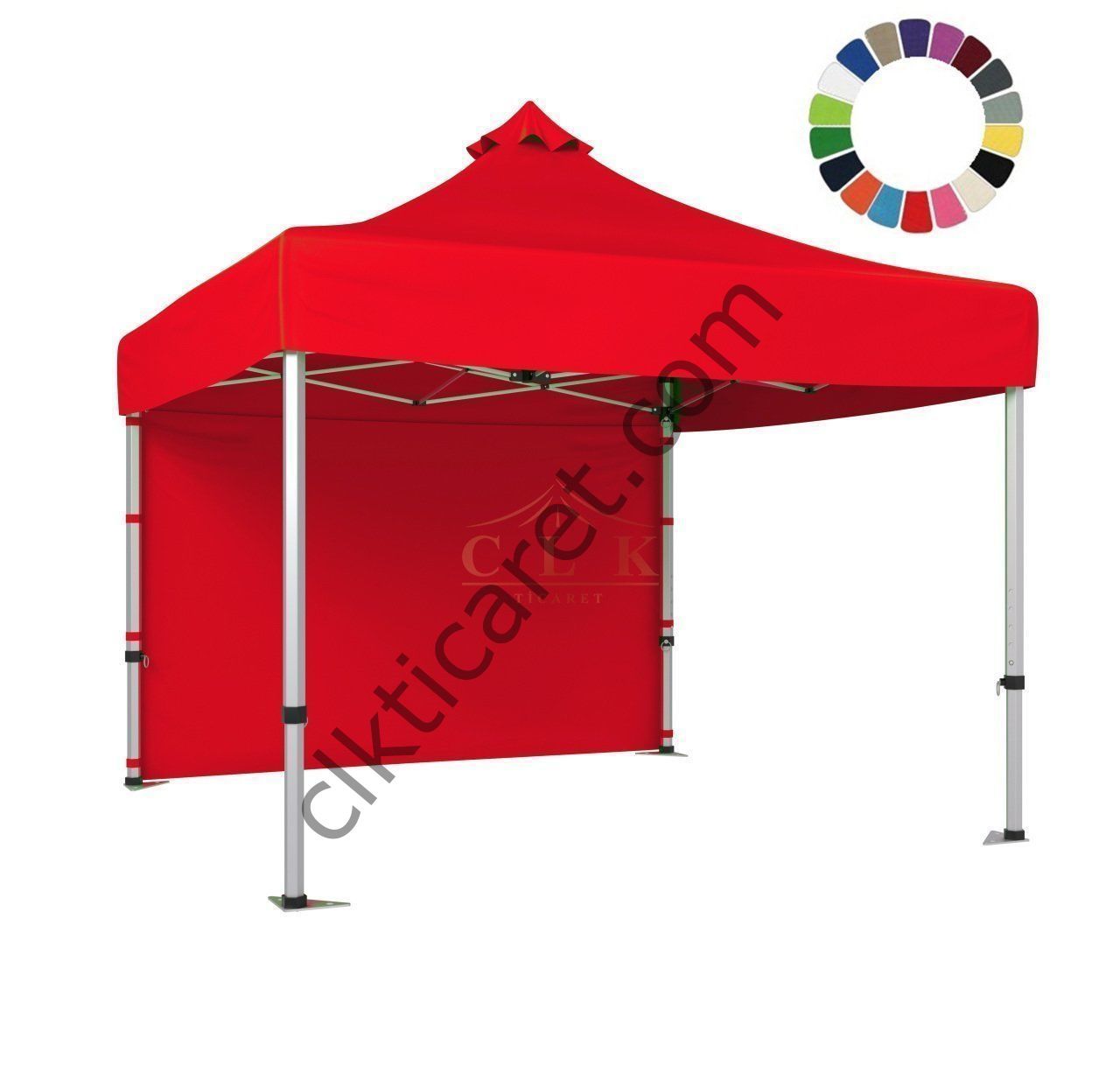 CLK 3x3 Katlanabilir Tente Gazebo Portatif Çadır 30 mm Arkası Kapalı Gazebo Çadır