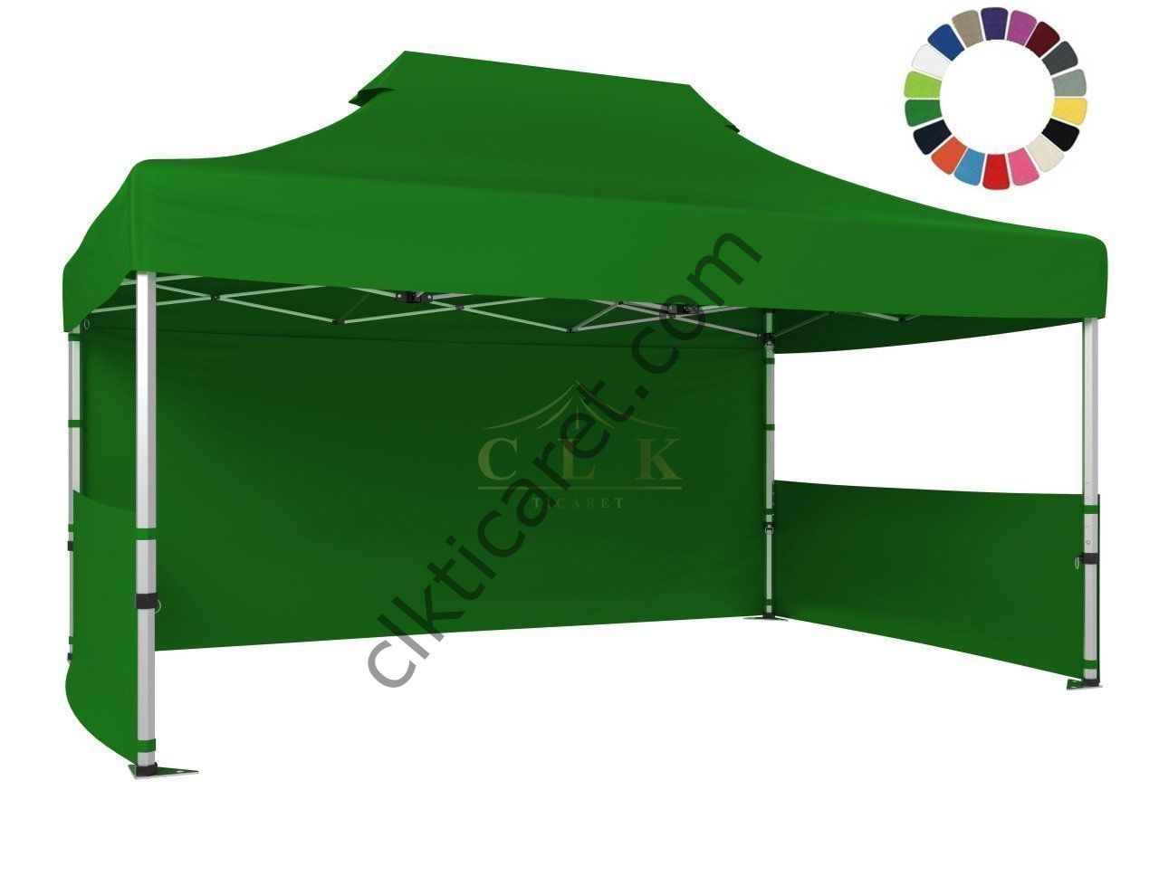 CLK 3x4,5 Katlanabilir Tente Gazebo Portatif Çadır 30 mm 1 Tam Duvar 2 Yarım Duvar