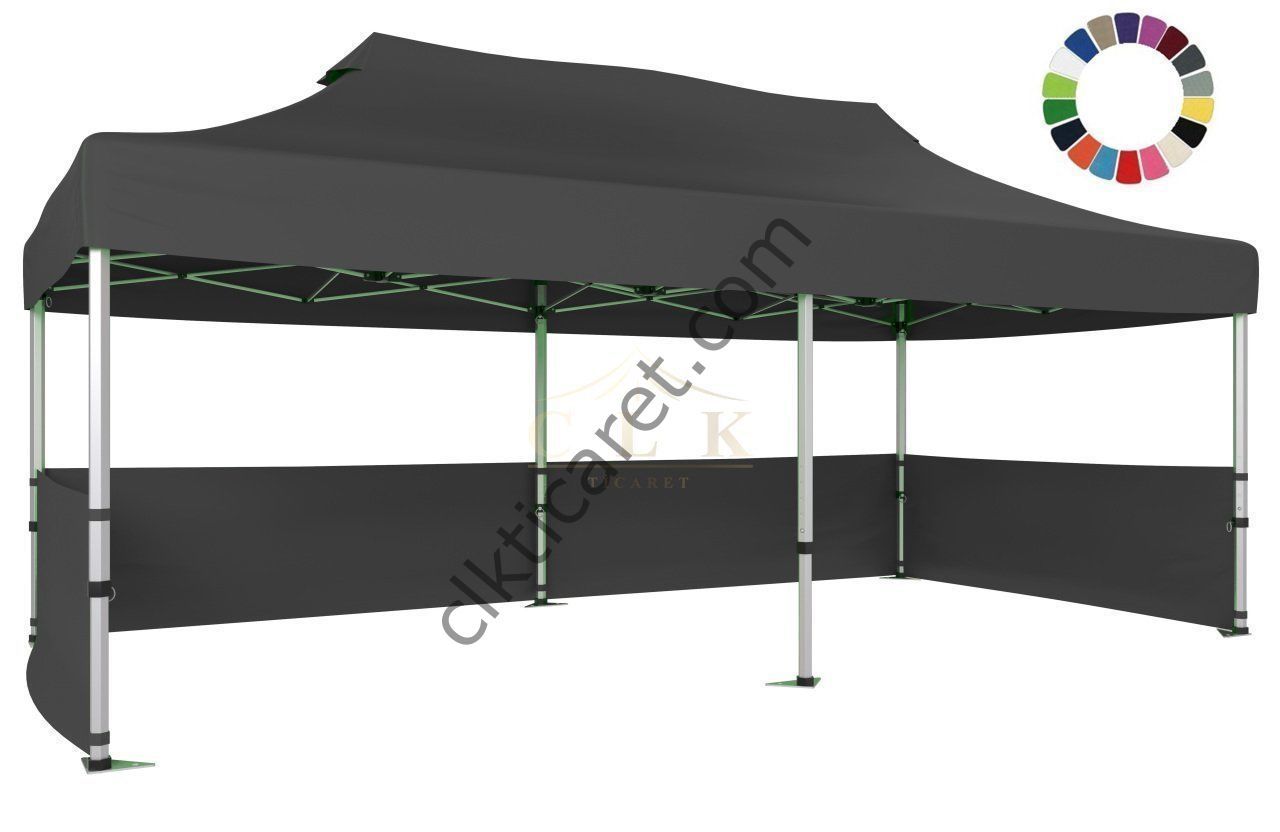 CLK 3x6 40 mm Katlanabilir Tente Gazebo Çadır Gazebo Çadır 3 Kenar Yarım Duvarlı