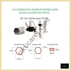 CLK 2x2 40mm Alüminyum Katlanabilir Tente Gazebo Çadır 1 Tam Duvar 3 Yarım Duvar