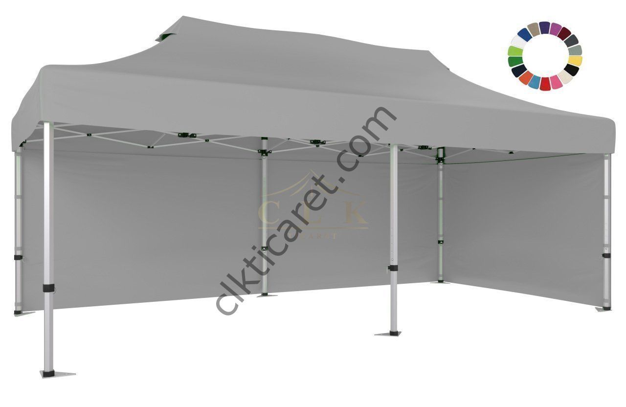 CLK 3x6 40mm Alüminyum Katlanabilir Tente Gazebo Çadır 2 Yan Kapalı