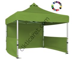 CLK 3x3 40mm Alüminyum Katlanabilir Tente Gazebo Çadır 2 Yarım Duvar 1 Tam Duvarlı