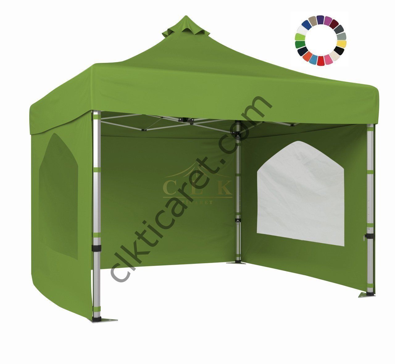 CLK 3x3 40mm Alüminyum Katlanabilir Tente Gazebo Çadır 3 Kenar Kapalı 2 Camlı