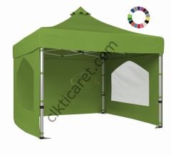 CLK 3x3 40mm Alüminyum Katlanabilir Tente Gazebo Çadır 3 Kenar Kapalı 2 Camlı