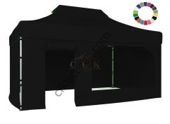 CLK 3x4,5 40mm Alüminyum Katlanabilir Tente Gazebo Çadır 4 Kenar Kapalı Kapı ve Pencereli