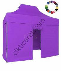 CLK 2x3 40mm Alüminyum Katlanabilir Tente Gazebo Çadır 4 Kenar Kapalı 1 Kenar Kapı