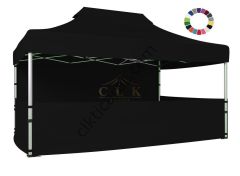 CLK 3x4,5 40mm Alüminyum Katlanabilir Tente Gazebo Çadır 4 Kenar Kapalı 3 Yarım Duvarlı