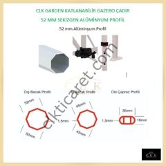 CLK 2,5x2,5 52mm Kalın Alüminyum Katlanabilir Tente Gazebo Çadır 2 Yan Camlı Kapalı