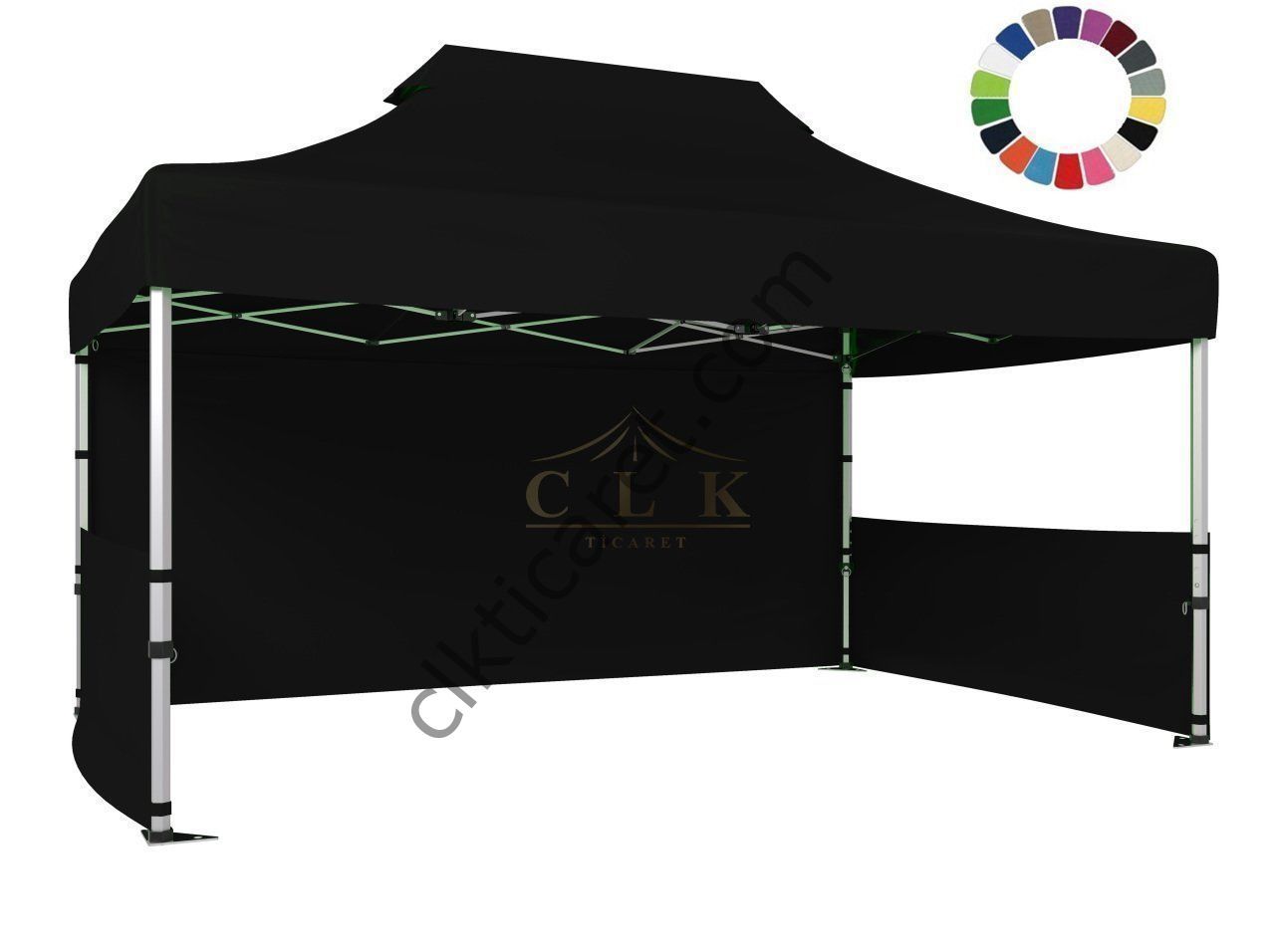 CLK 3x4,5 40mm Alüminyum Katlanabilir Tente Gazebo Çadır 3 Kenar Kapalı 2 Yarım Duvar