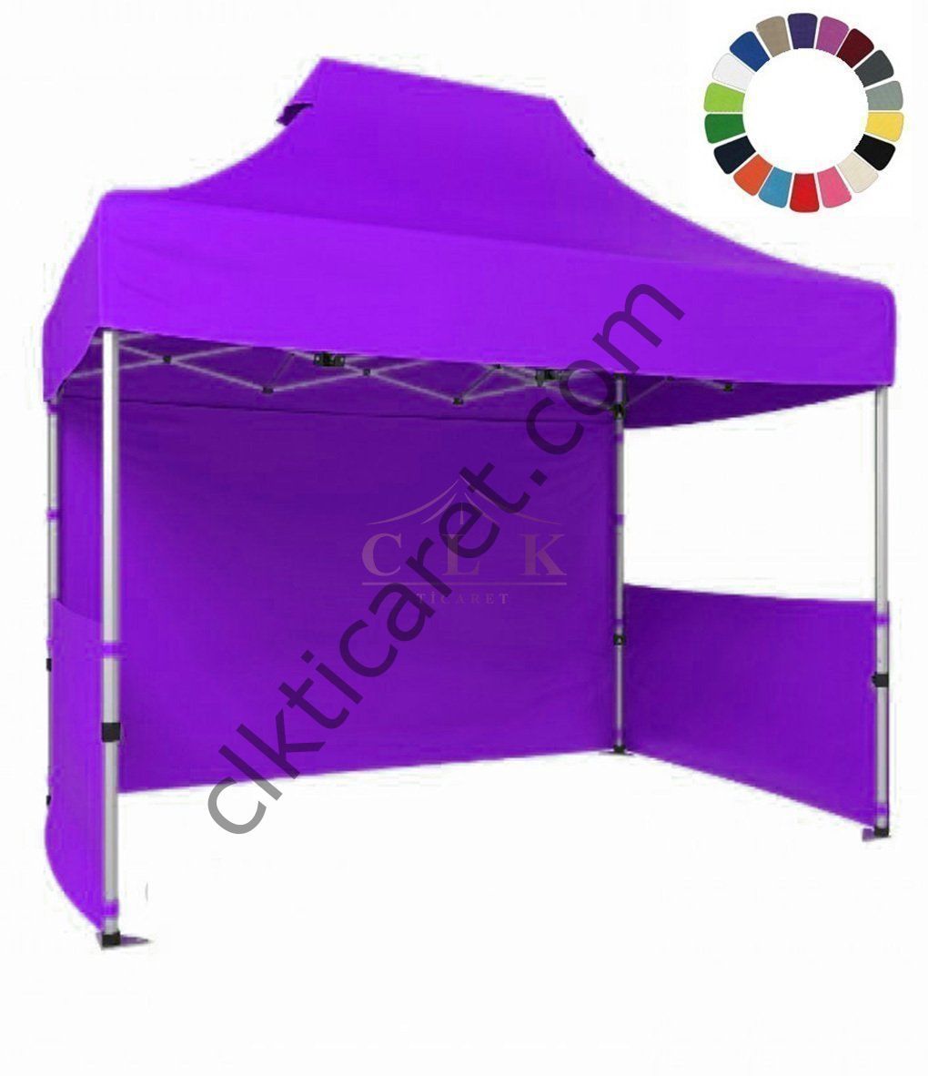 CLK 2x3 40mm Alüminyum Katlanabilir Tente Gazebo Çadır 3 Kenar Kapalı 2 Yarım Duvar