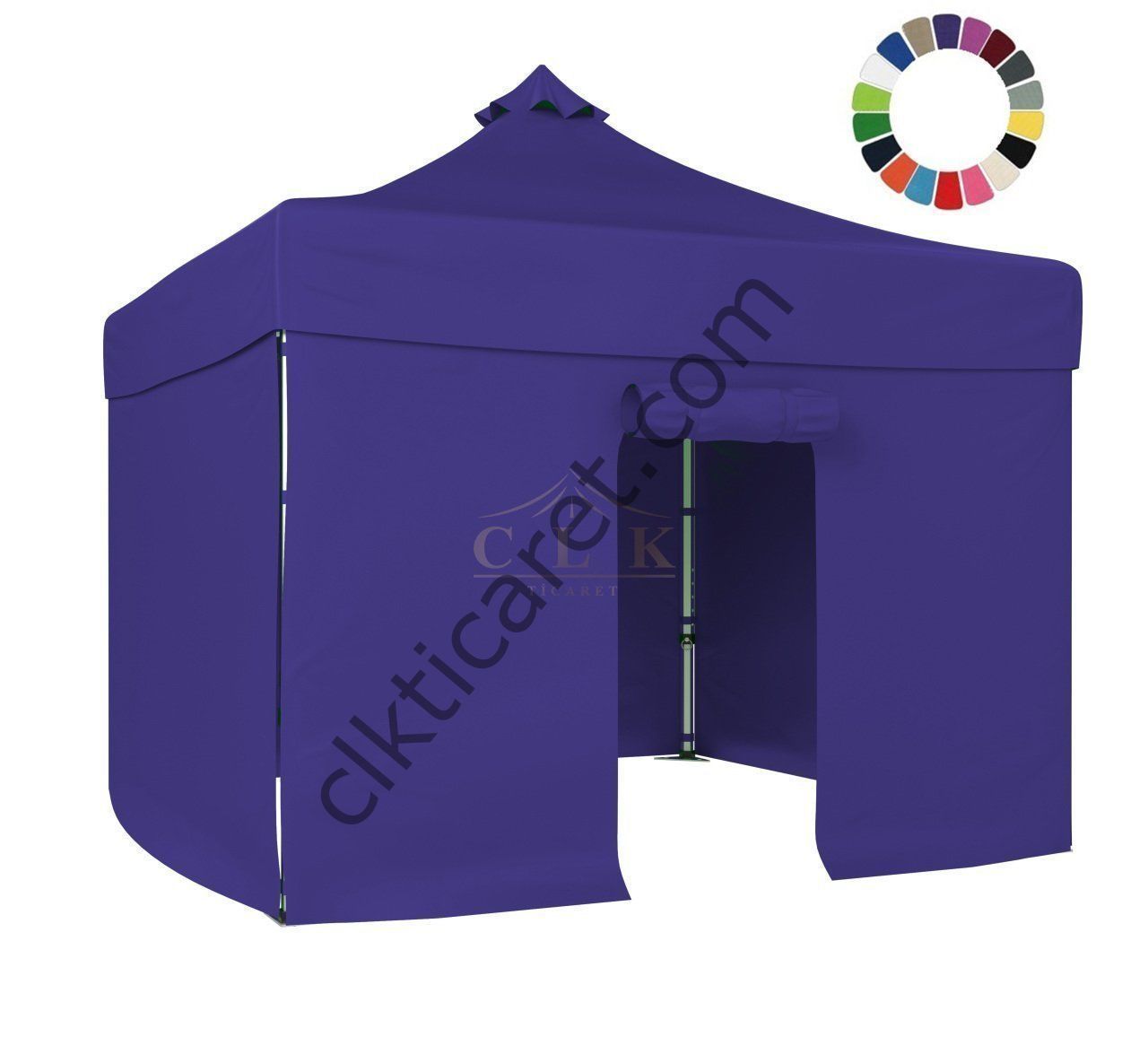 CLK 3x3 52mm Kalın Alüminyum Katlanabilir Tente Gazebo Çadır 4 Yan Kapalı 1 Kapılı Çadır