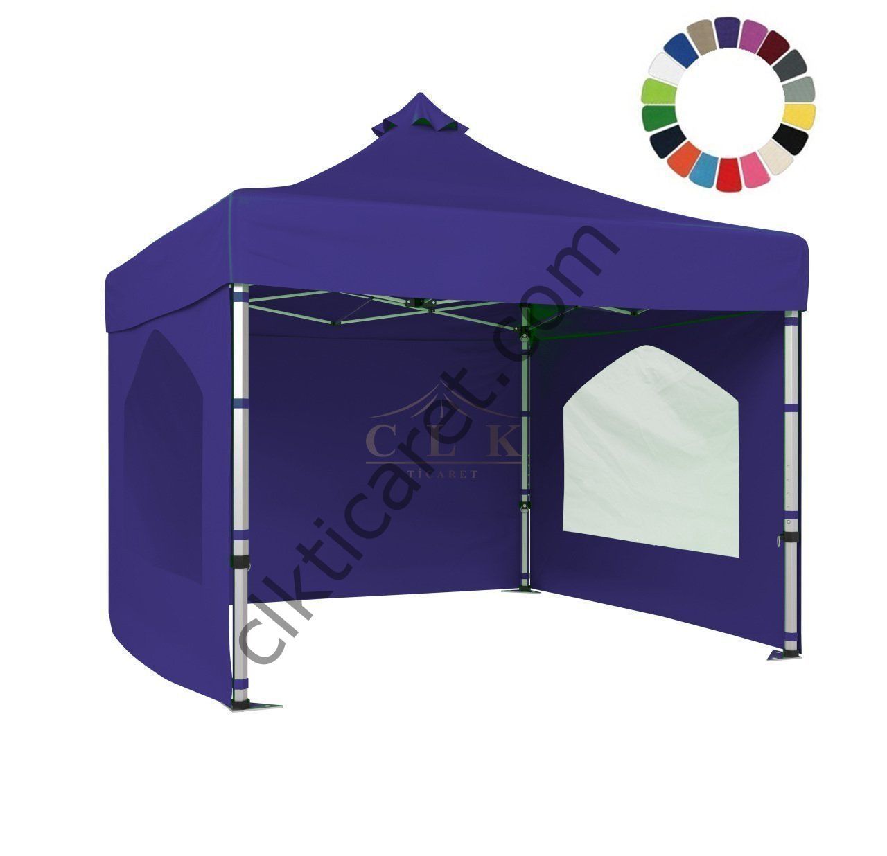 CLK 3x3 52mm Kalın Alüminyum Katlanabilir Tente Gazebo Çadır 3 Kenar Kapalı 2 Camlı