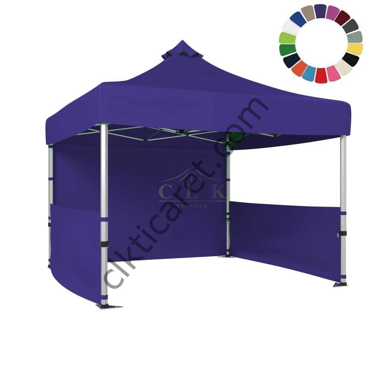 CLK 3x3 52mm Kalın Alüminyum Katlanabilir Tente Gazebo Çadır 2 Yarım Duvar 1 Tam Duvarlı