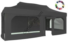 CLK 3x6 40 mm Katlanabilir Tente Gazebo Çadır Gazebo Çadır 2 Yan Pencereli 1 Yan Aksesuarsız 1 Yan Kapı ve Pencereli