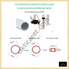 CLK 4x6 52mm Kalın Alüminyum Katlanabilir Tente Gazebo Çadır 3 Kenar Kapalı 1 Kapılı