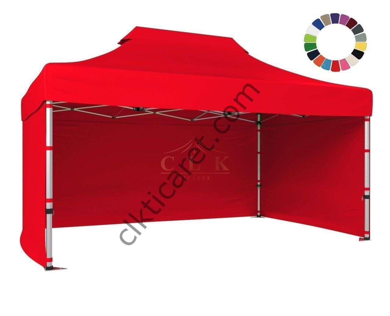 CLK 4x6 52mm Kalın Alüminyum Katlanabilir Tente Gazebo Çadır 3 Kenar Kapalı