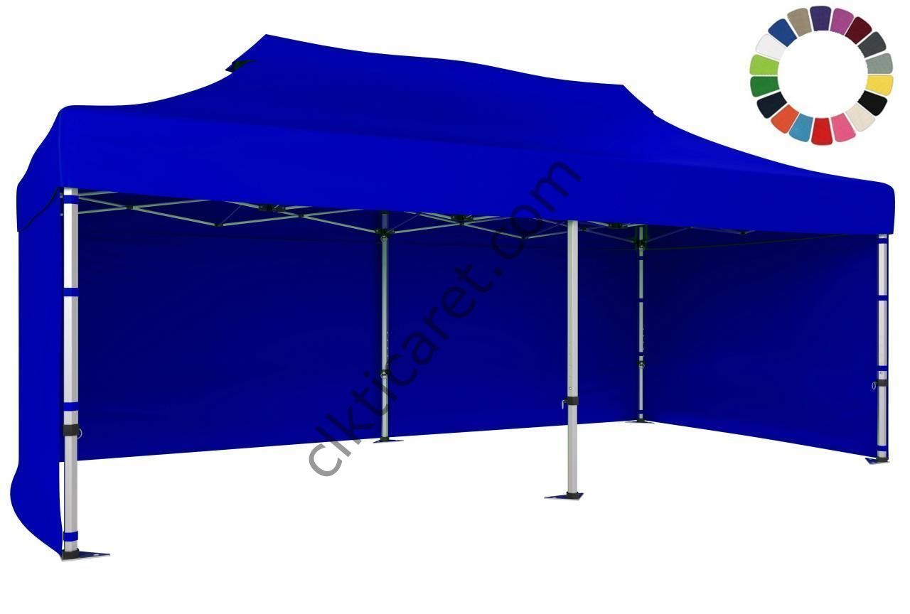 CLK 4x8 52mm Kalın Alüminyum Katlanabilir Tente Gazebo Çadır 3 Kenar Kapalı