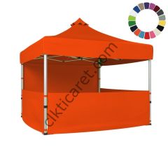 CLK 5x5 52mm Kalın Alüminyum Katlanabilir Tente Gazebo Çadır 4 Yan Kapalı 3 Yarım Duvarlı Çadır