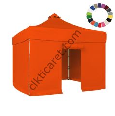 CLK 5x5 52mm Kalın Alüminyum Katlanabilir Tente Gazebo Çadır 3 Kenar Kapalı 1 Kapılı