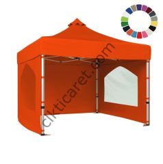 CLK 5x5 52mm Kalın Alüminyum Katlanabilir Tente Gazebo Çadır 3 Yan Duvarlı 2 Pencereli