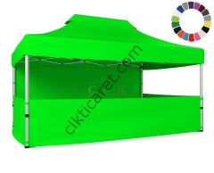 CLK 3x4,5 52mm Kalın Alüminyum Katlanabilir Tente Gazebo Çadır 4 Kenar Kapalı 3 Yarım Duvarlı