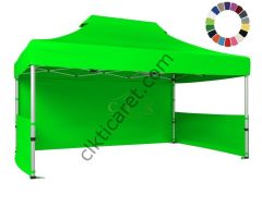 CLK 3x4,5 52mm Kalın Alüminyum Katlanabilir Tente Gazebo Çadır 3 Kenar Kapalı 2 Yarım Duvar