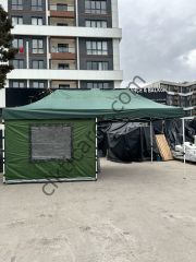 CLK 3x6 Verendalı 40 mm Profil Katlanır Gazebo Kamp Çadır Yeşil