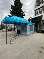 CLK 3x6 Verendalı 30 mm Profil Katlanır Gazebo Kamp Çadır Açık Gri