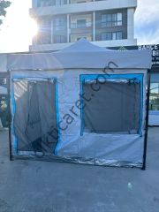 CLK 3x3 40mm Katlanır Gazebo Kamp Çadır Açık Gri Mavi Detay