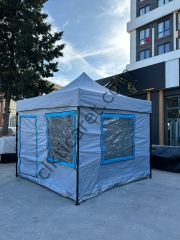 CLK 3x3 40mm Katlanır Gazebo Kamp Çadır Açık Gri Mavi Detay