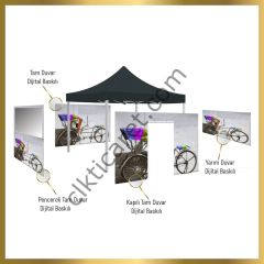 CLK 3x3 Metre Baskılı Gazebo Çadır Portatif Tente Set