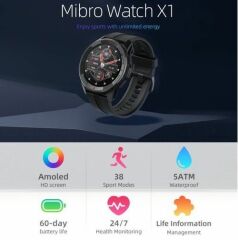Xiaomi Eco Mibro X1 Suya Dayanıklı Akıllı Saat - Siyah
