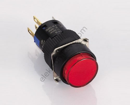 Ø16 Yaylı Buton 2NO+2NC  Led Işık 24V AC/DC - 8Pin Buton