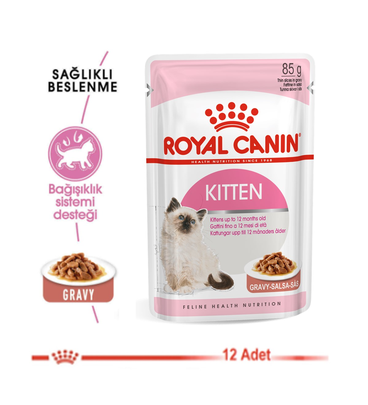Royal Canin Kitten Gravy Pouch Yaş Mama 12 Adet X 85 Gr