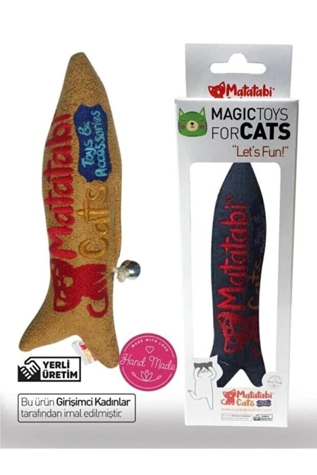 Matatabi Cats Jr.fish Balık Şeklinde Çıngıraklı Peluş Kedi Oyuncağı 14cm (karışık Renkli)