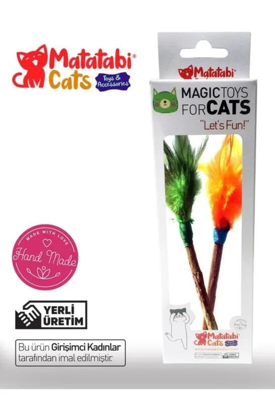 Matatabi Cats Tüylü Çubuk Kedi Oyuncağı 18cm (2'li) (karışık Renkli)