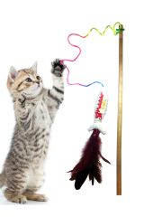 Matatabi Cats Jr. Fish Kedi Oltası Ahşap Saplı, Sesli Kumaş Kedi Oyuncağı