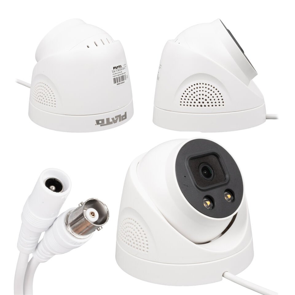 Plato 2 Mp Renkli 2 Ledli Güvenlik Kamerası Gece Görüşlü Ahd Dvr Kayıt Cihazı Kamerası