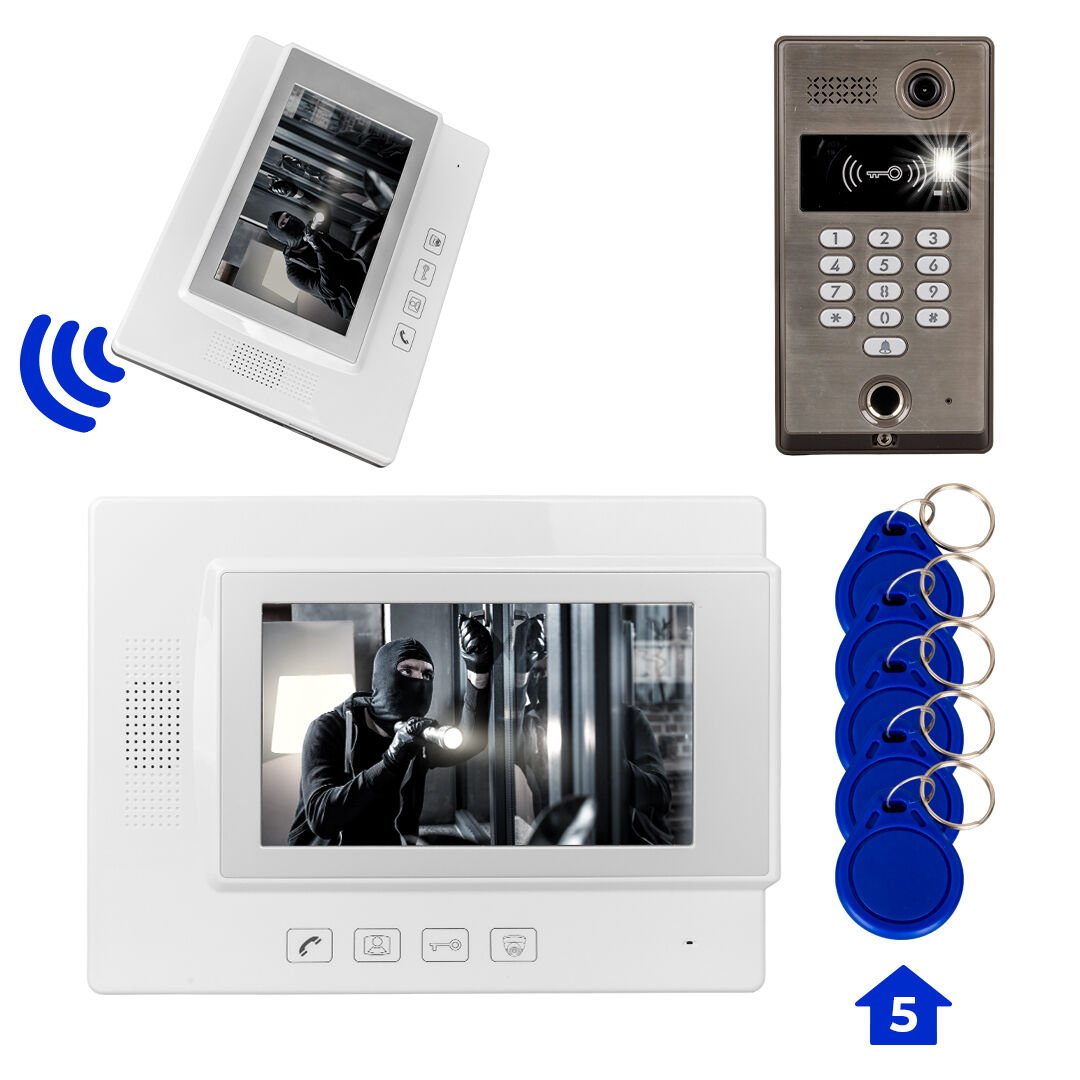 Powermaster Görüntülü Kapı Zili Intercom Tek Dairelik Diafon Kablosuz Gece Görüşlü Şifreli Çipli Parmak İzli