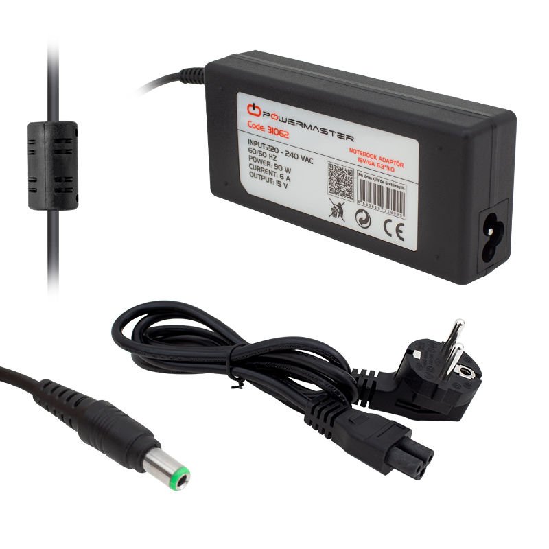 Powermaster Toshiba 15 Volt 6 Amper Toshiba Notebook Laptop Adaptörü 6.3 3.0 Uç Şarj Cihazı