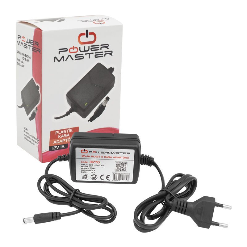 Ayt Powermaster Pm-31770 12 Volt 1 Amper 12 Watt 5.5 2.5 Uçlu İki Ucu Kablolu Masaüstü Adaptör