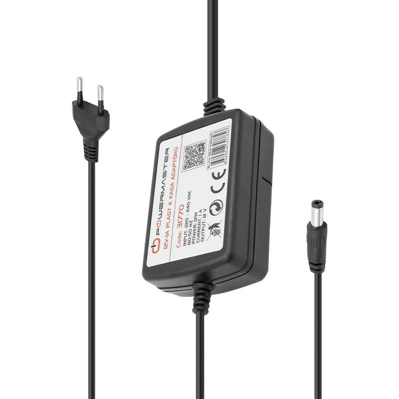 Ayt Powermaster Pm-31770 12 Volt 1 Amper 12 Watt 5.5 2.5 Uçlu İki Ucu Kablolu Masaüstü Adaptör