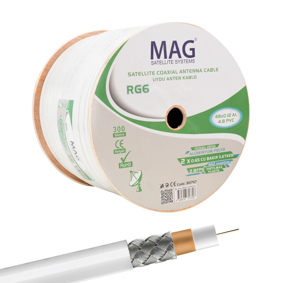 Mag Rg59 Fa Mini Dual Bitişik 48 Tel Çanak Anten Kablosu Lnb Uydu Cihazı Arası Anten Kablo 300 Metre