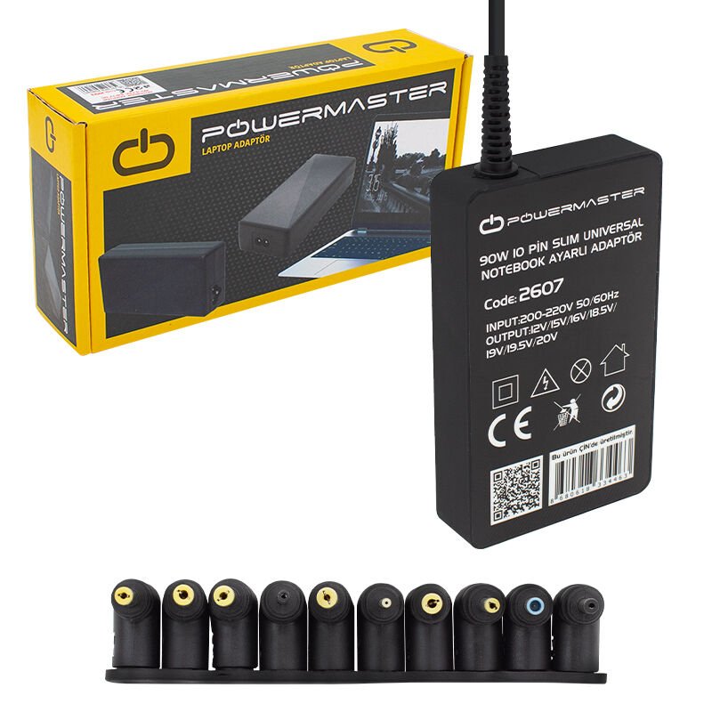 Powermaster 90 W 12-20 V Ayarlı Slim Universal Notebook Adaptör