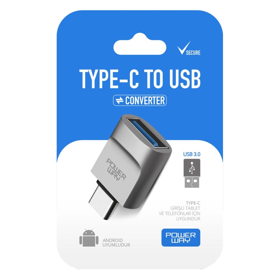 Powerway 3.0 Type-C Girişini Usb Girişine Çevirici Dönüştürücü Aparat Type-c To Usb